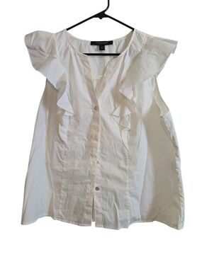 Marc New York Cream Ruffle Sleeve Button-Up Blouse